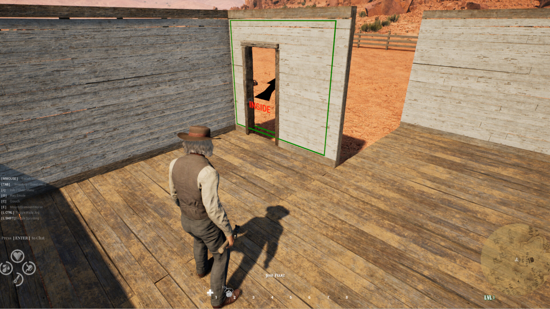 Western Rye building placement inside a wooden homestead